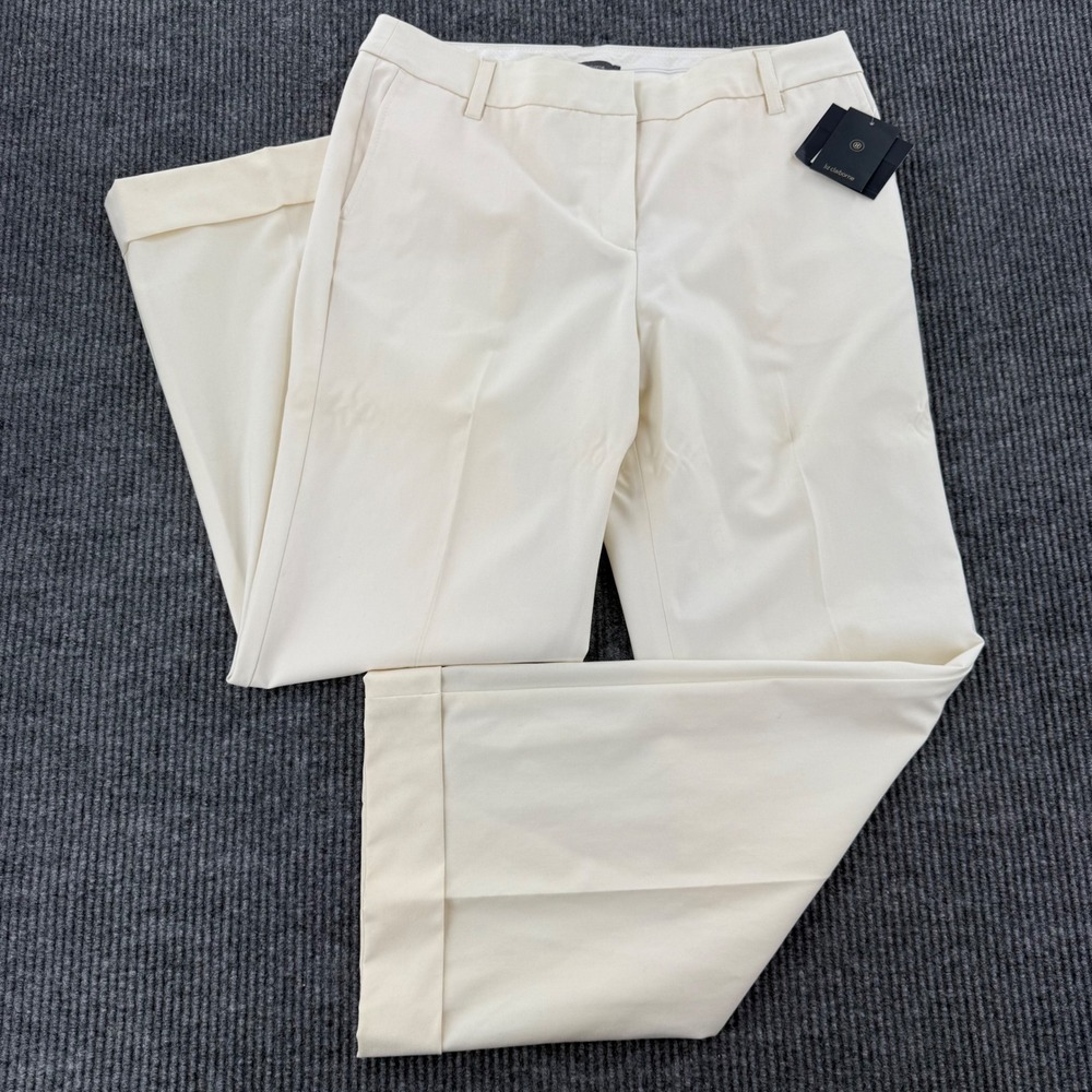 Liz Claiborne Audra Womens 14R Ivory Cuffed Straight Leg Dress Pants
